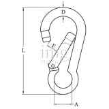 Moschettone inox AISI 316 chiusura dritta disegno