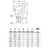 Moschettone ampia apertura con occhio inox AISI 316 misure
